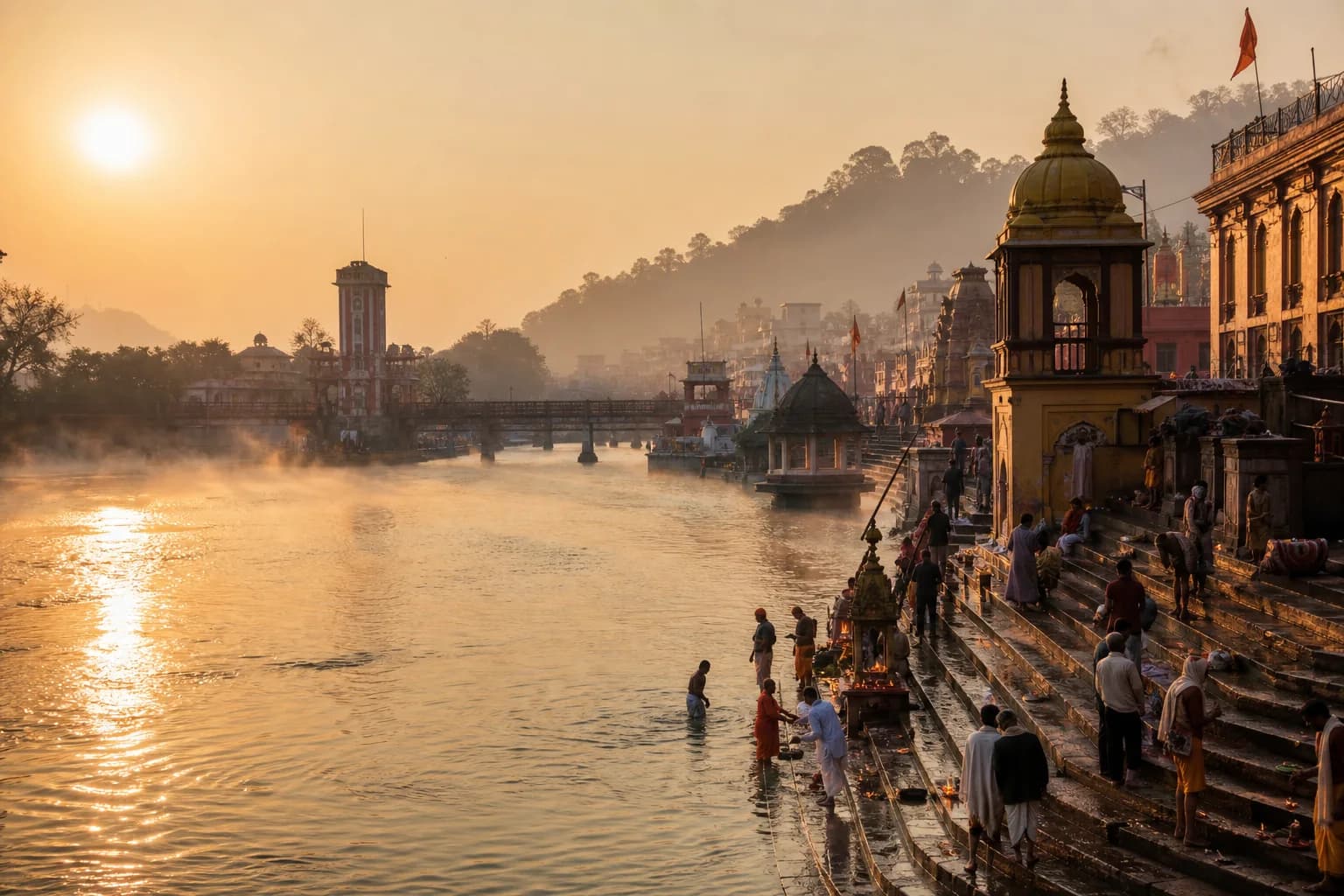 Ganga riverside and spiritual atmosphere in Haridwar